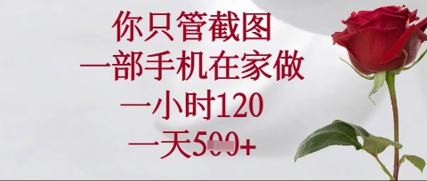 你只管截图，一部手机在家操作，一小时120.一天5张【揭秘】-极客副业站