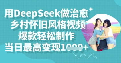 用DeepSeek做治愈乡村怀旧风格视频,爆款轻松制作,当日最高变现多张-极客副业站
